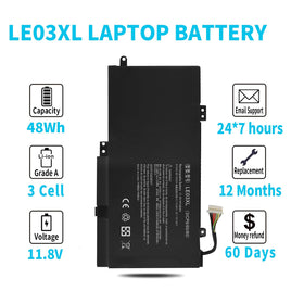 Emanjor LE03XL installed in HP laptop showing restored power benefit