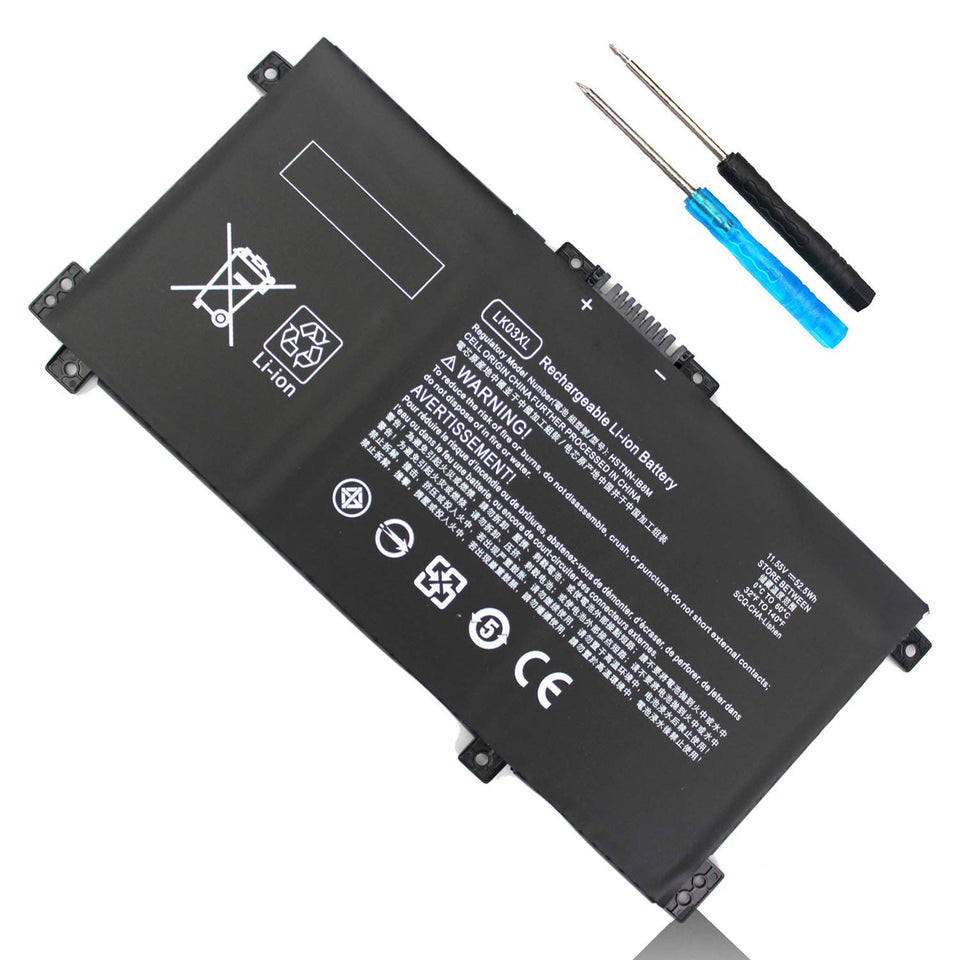 Emanjor LK03XL front view showing battery label and compatibility details for quick identification