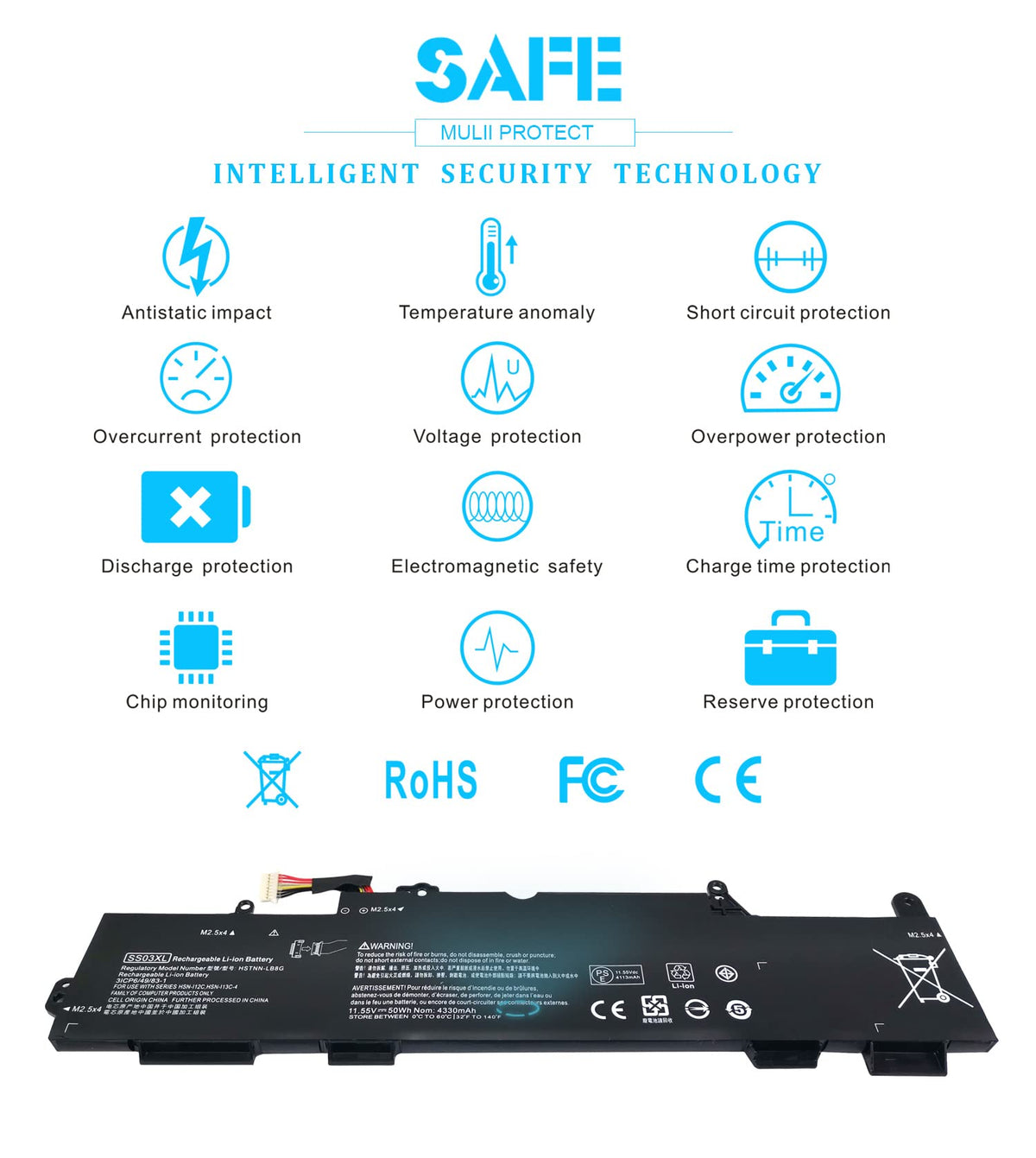 Emanjor battery next to ruler showing compact lightweight advantage