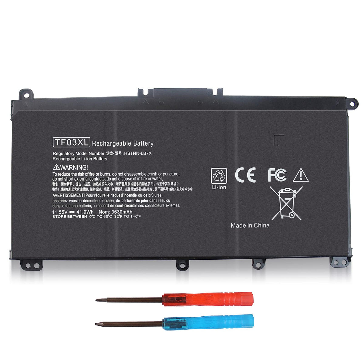 Emanjor TF03XL battery front view for HP Pavilion, reliable replacement.