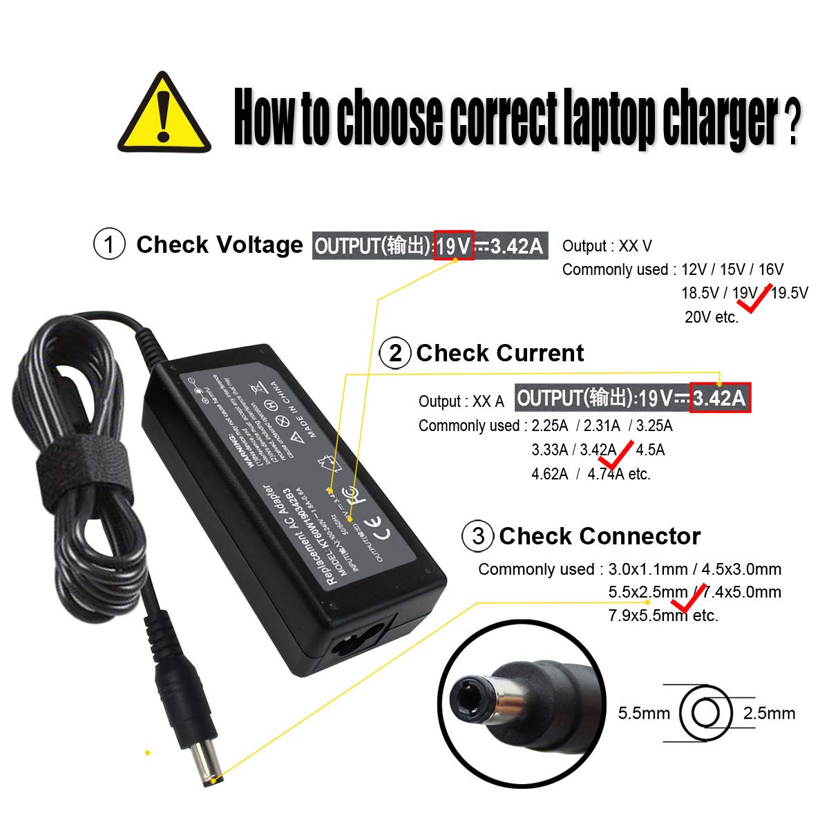 Emanjor Toshiba-compatible charger, side angle, travel-ready power solution