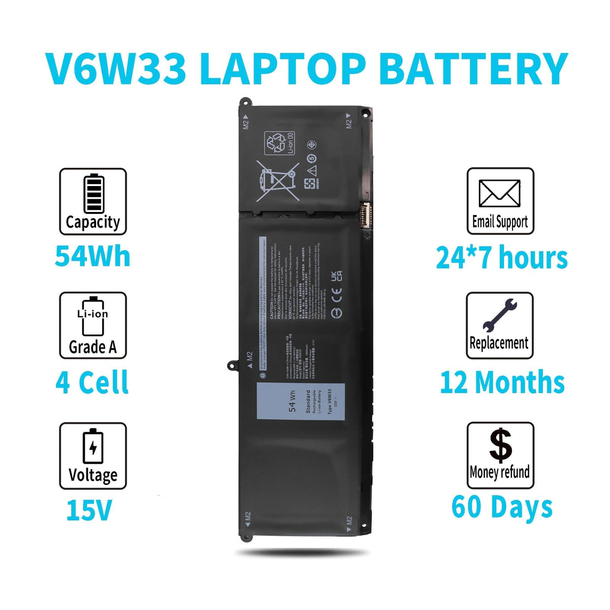 Emanjor battery installed in Dell laptop showing restored portability