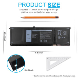 Emanjor battery beside ruler for scale demonstrating compact size