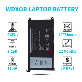 Emanjor battery installed in a Dell laptop showing restored portability