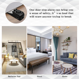 EMDMAK door stop alarm pack 2, alarm activated, deters intrusion effectively.