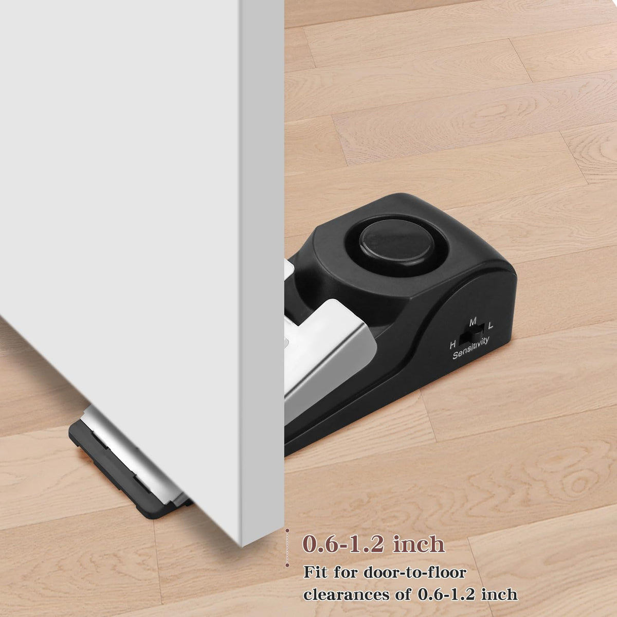 EMDMAK door stop alarm pack 2, bottom view, anti-slip rubber base.