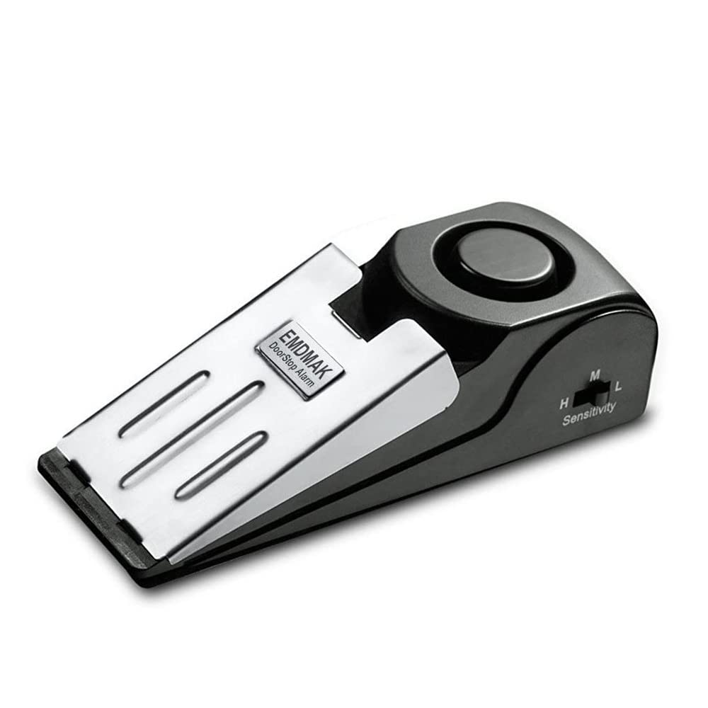 EMDMAK door stop alarm pack 2, nightstand setup for quick protection.