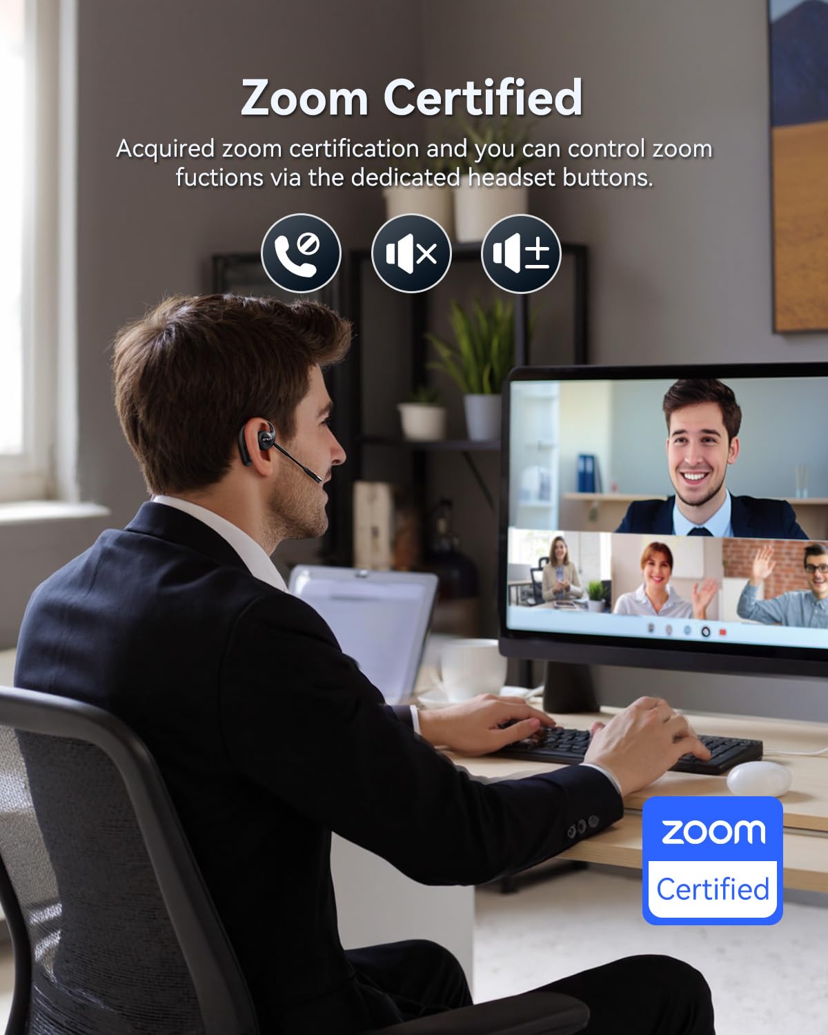 EMEET AirFlow Zoom certified logo highlighting professional meeting readiness