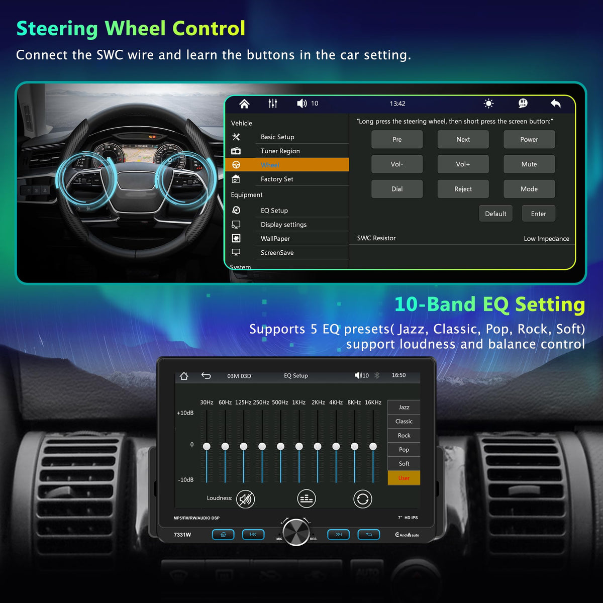 Emeito FM/AM radio with 10-band EQ for tailored sound.