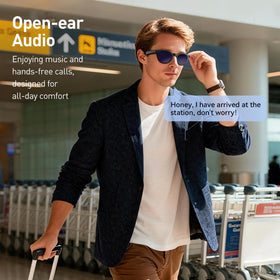 Emerhome open-ear design keeps you aware of surroundings while listening to audio.