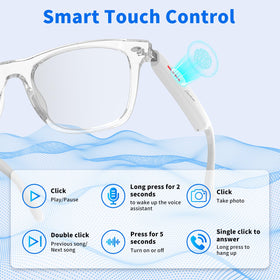 Emerhome smart glasses open-ear audio close-up showing built-in speakers
