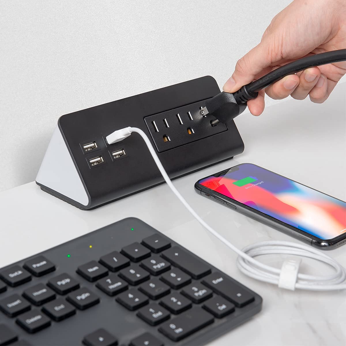Emerise closeup of USB ports highlighting smart charging and fast device power