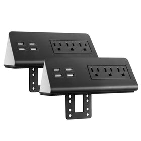 Emerise front view desk mount showing ports and compact profile for tidy workspace