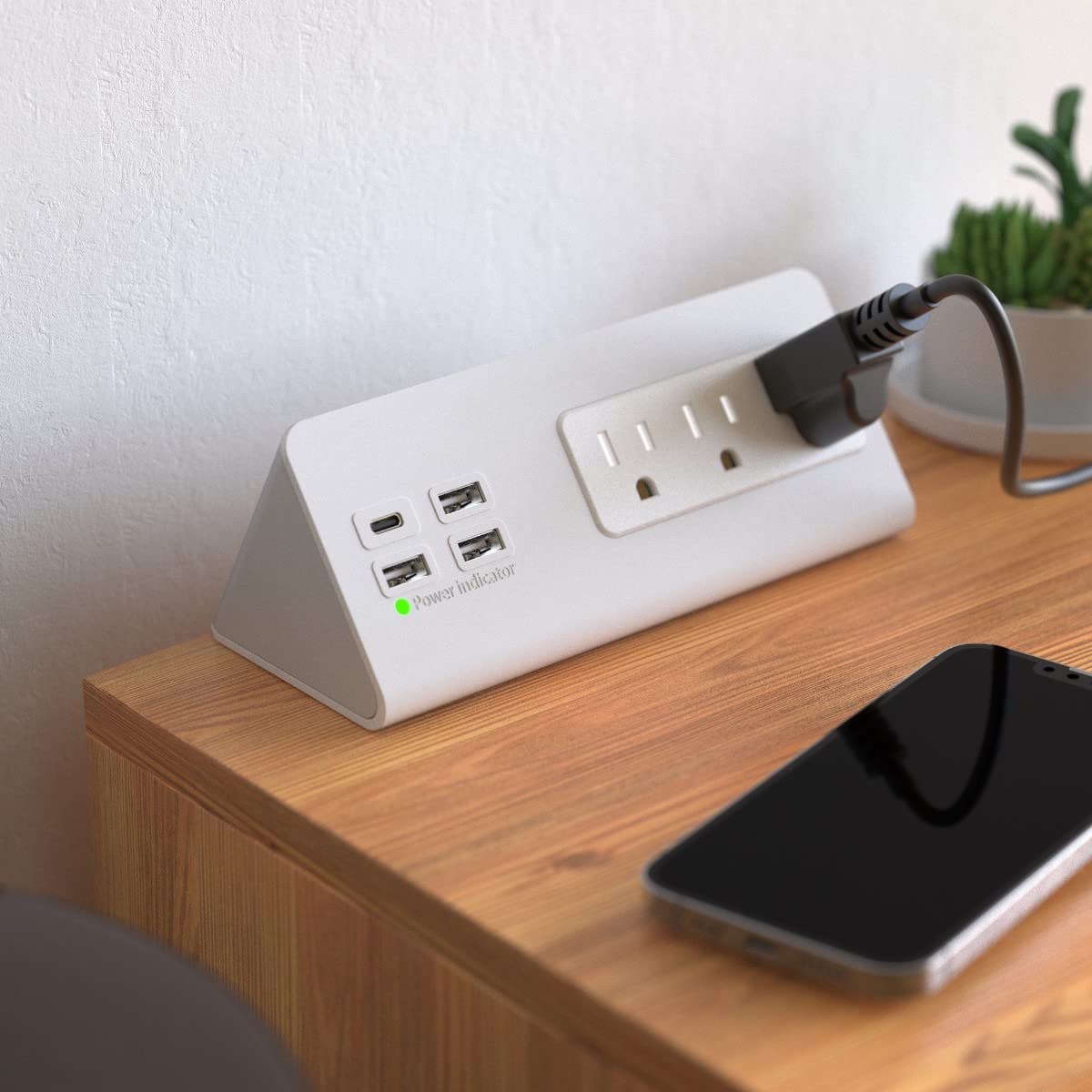 Emerising slim side profile mounted to table edge demonstrating space-saving design