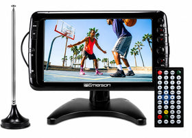 Emerson 7-inch portable TV with antenna for free local channels on the go.