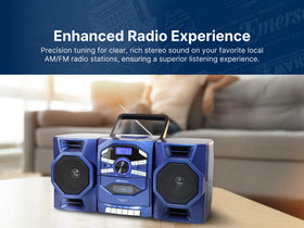 Emerson AM/FM radio with strong reception ensures clear broadcasts wherever you are.