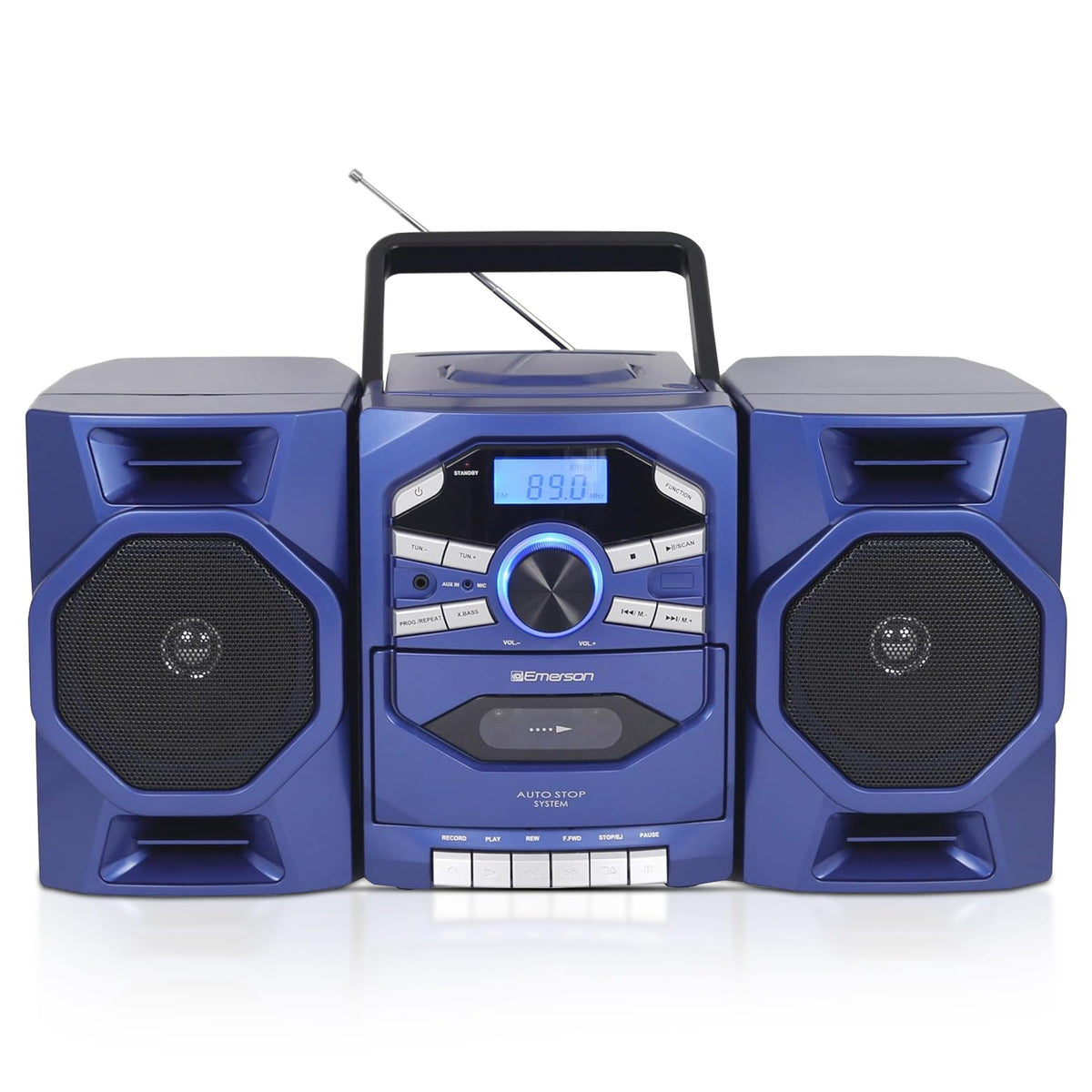 Emerson boombox front view for all-in-one media playback on the go