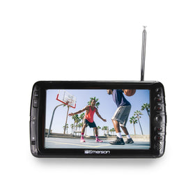 Emerson TV for car trips and camping with antenna for instant viewing.