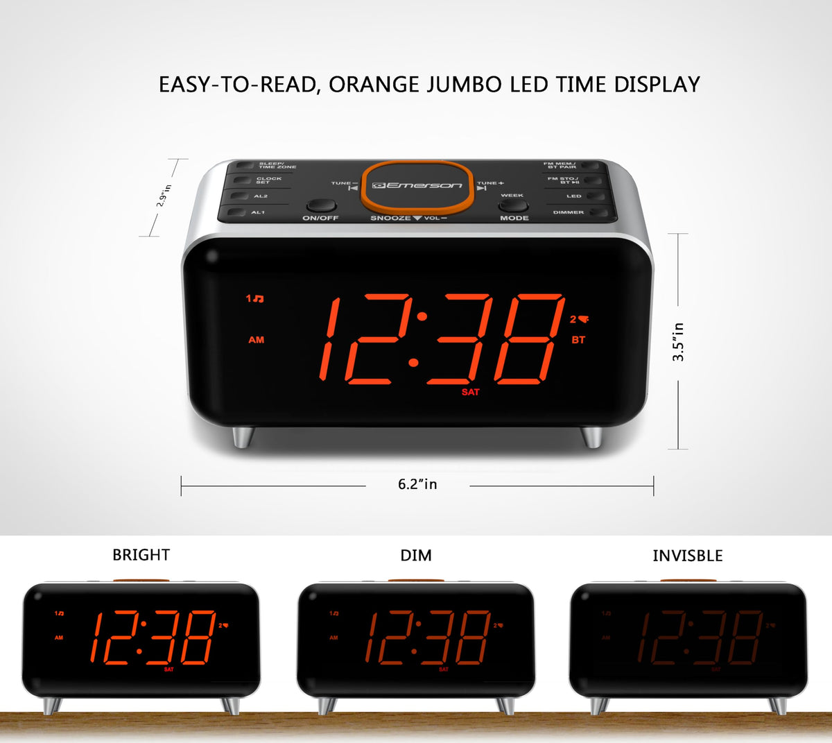 FM radio tuner with 20 presets on the Emerson CKS1521