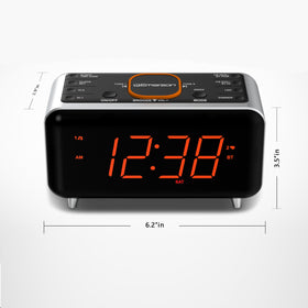 Orange accent light on the Emerson CKS1521 adds bedside style