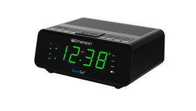 Emerson CKS1900 front view with jade green LED display for easy bedside reading.