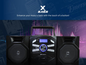 Emerson detachable speakers expand room-filling sound for larger spaces.