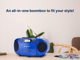 Emerson dual speakers detail illustrating stereo sound and clear audio output