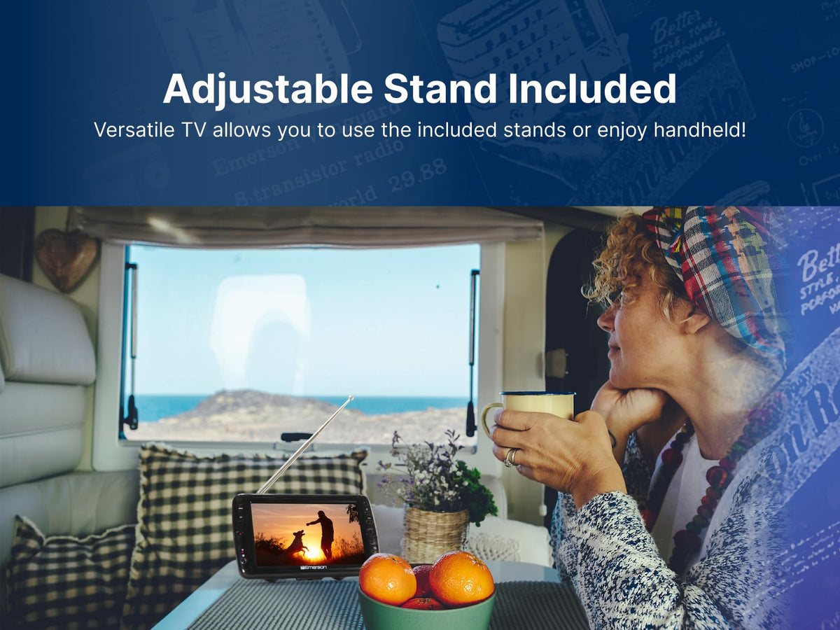 Emerson emergency portable TV keeps you informed during storms and outages.