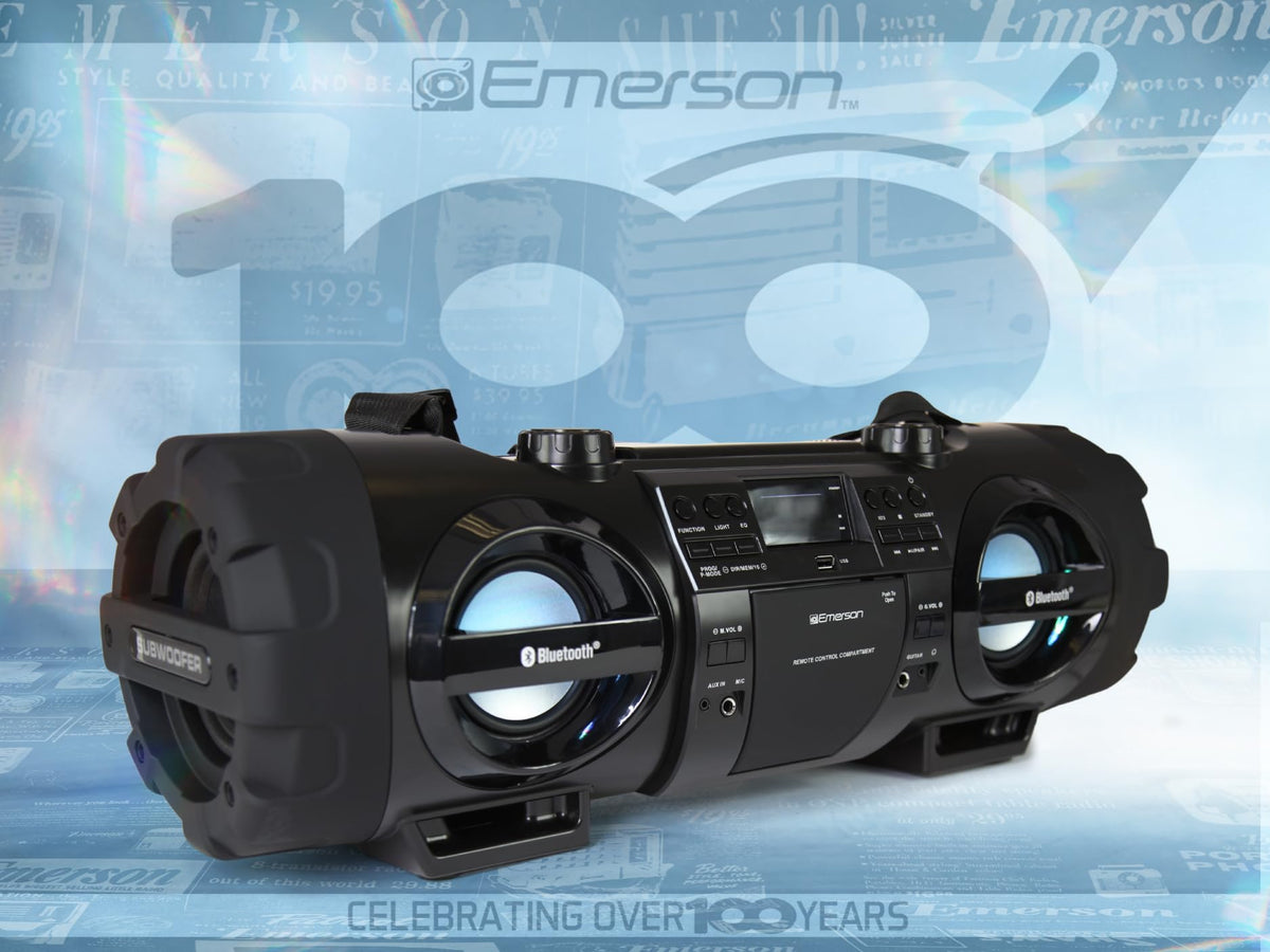 Battery compartment supports C-cell power for portable listening.