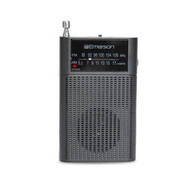Emerson ER-7000 front view showing speaker and tuner, clear sound on the go