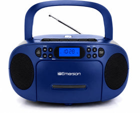 Emerson front view showing boombox ports and speakers for reliable playback
