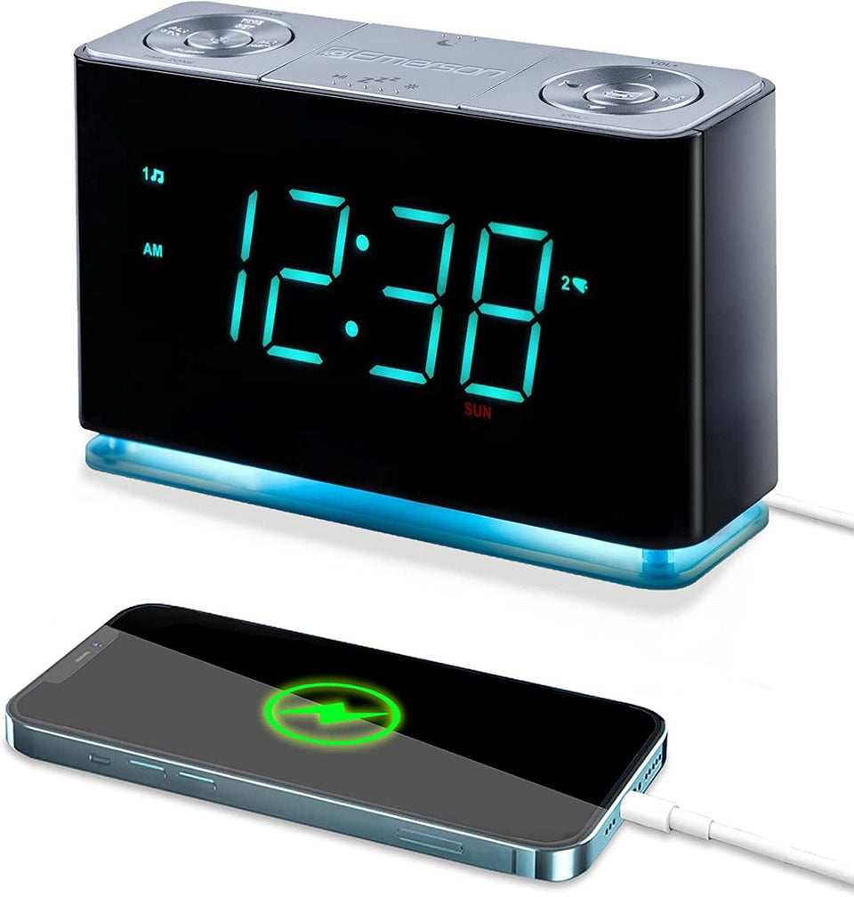 Emerson front view showing cyan LED display and easy readability benefit