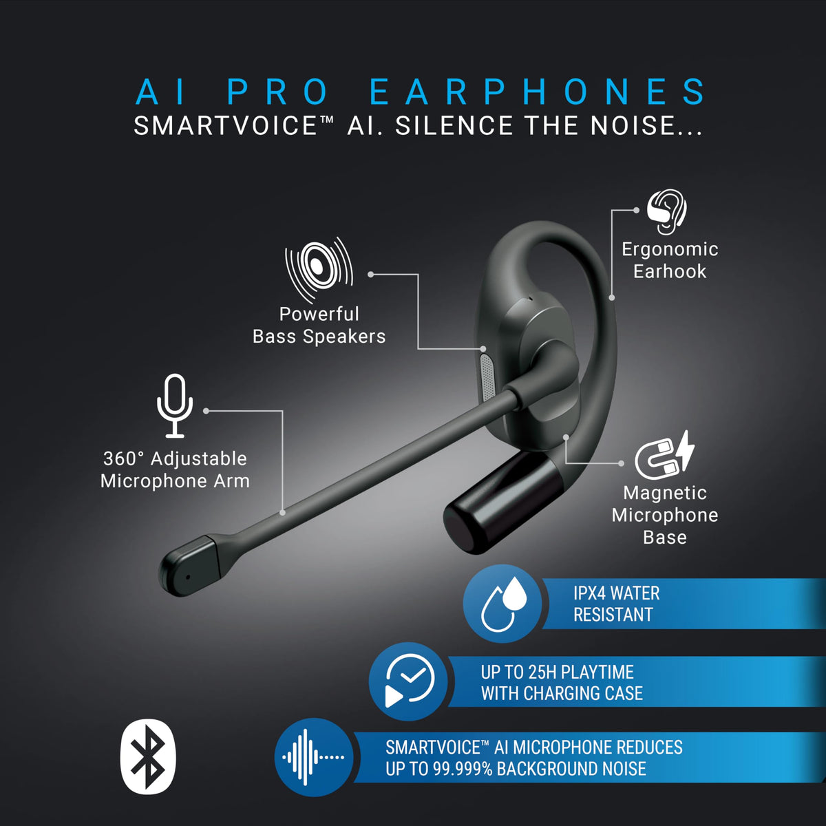 Emerson NoiseZero secure-fit for workouts keeps earbuds in place.