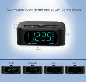 Emerson speaker charging a smartphone on 15W wireless pad, for fast bedside charging
