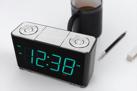 Emerson top controls close-up showing buttons for easy alarm programming