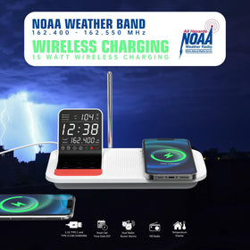 Emerson WBS12 wireless charging pad powering a device during storms