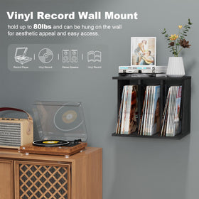 Emfogo vinyl record holder with 3 compartments neatly organizes records by genre.