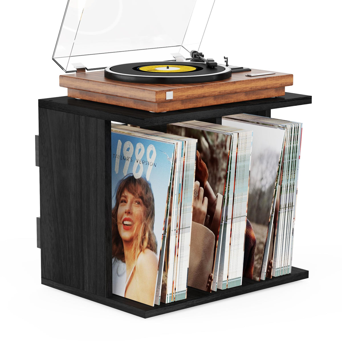 Emfogo vinyl storage wall stand holds 80-100 albums with compact wall-mount design.