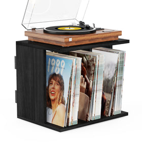 Emfogo vinyl storage wall stand holds 80-100 albums with compact wall-mount design.