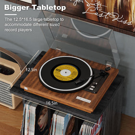 Emfogo wall-mount stand on wall saves space and keeps records within reach.