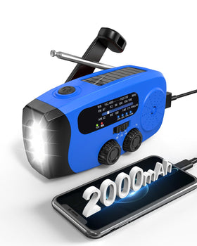Emgykit emergency radio blue front view highlights compact, easy-to-handle design for quick access.