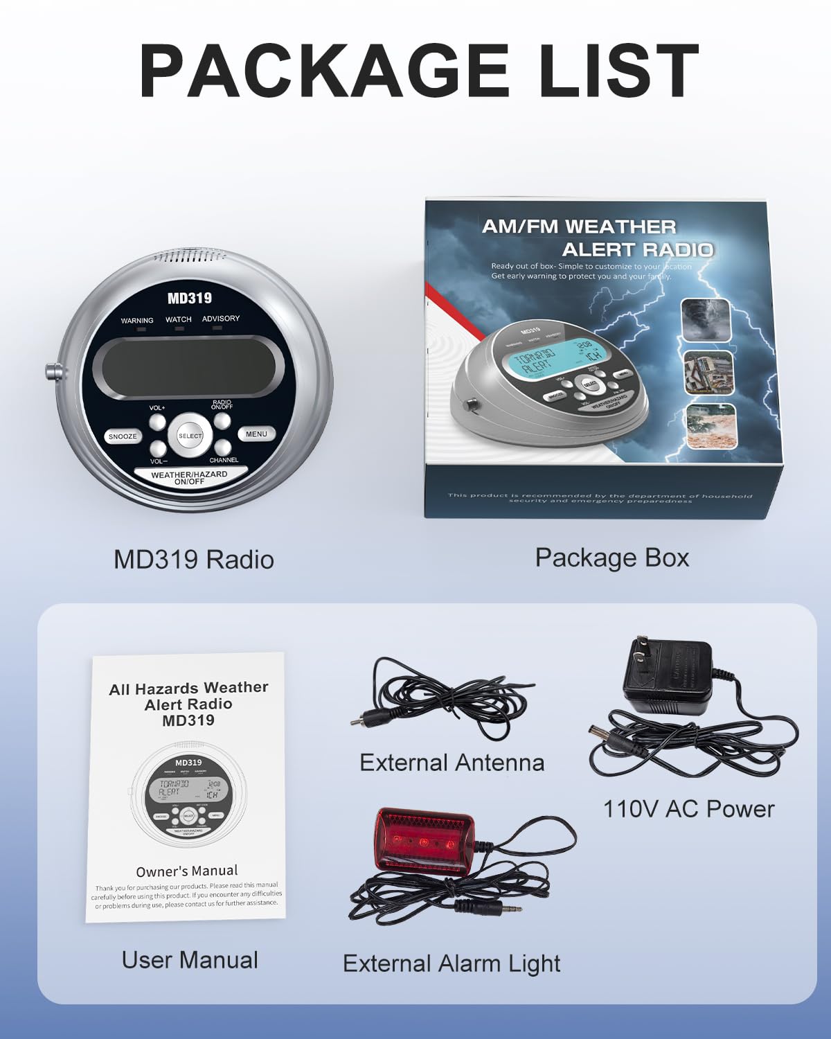Emgykit MD319 retail box with user manual illustrating out-of-box setup simplicity