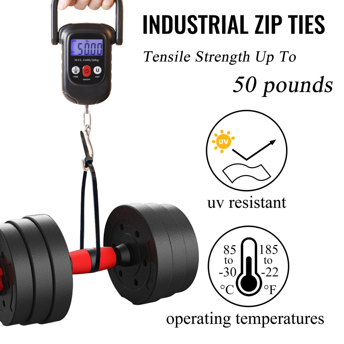 EMINCOUP nylon 66 UV-resistant zip tie withstands sunlight for outdoor setups.