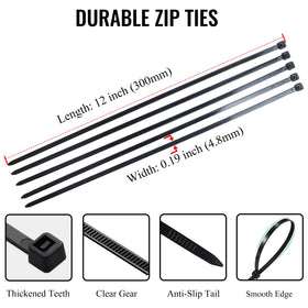 EMINCOUP self-locking zip tie with non-slip teeth secures items quickly.