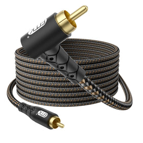 EMK 90-degree RCA subwoofer cable with gold-plated connectors for clean analog signal