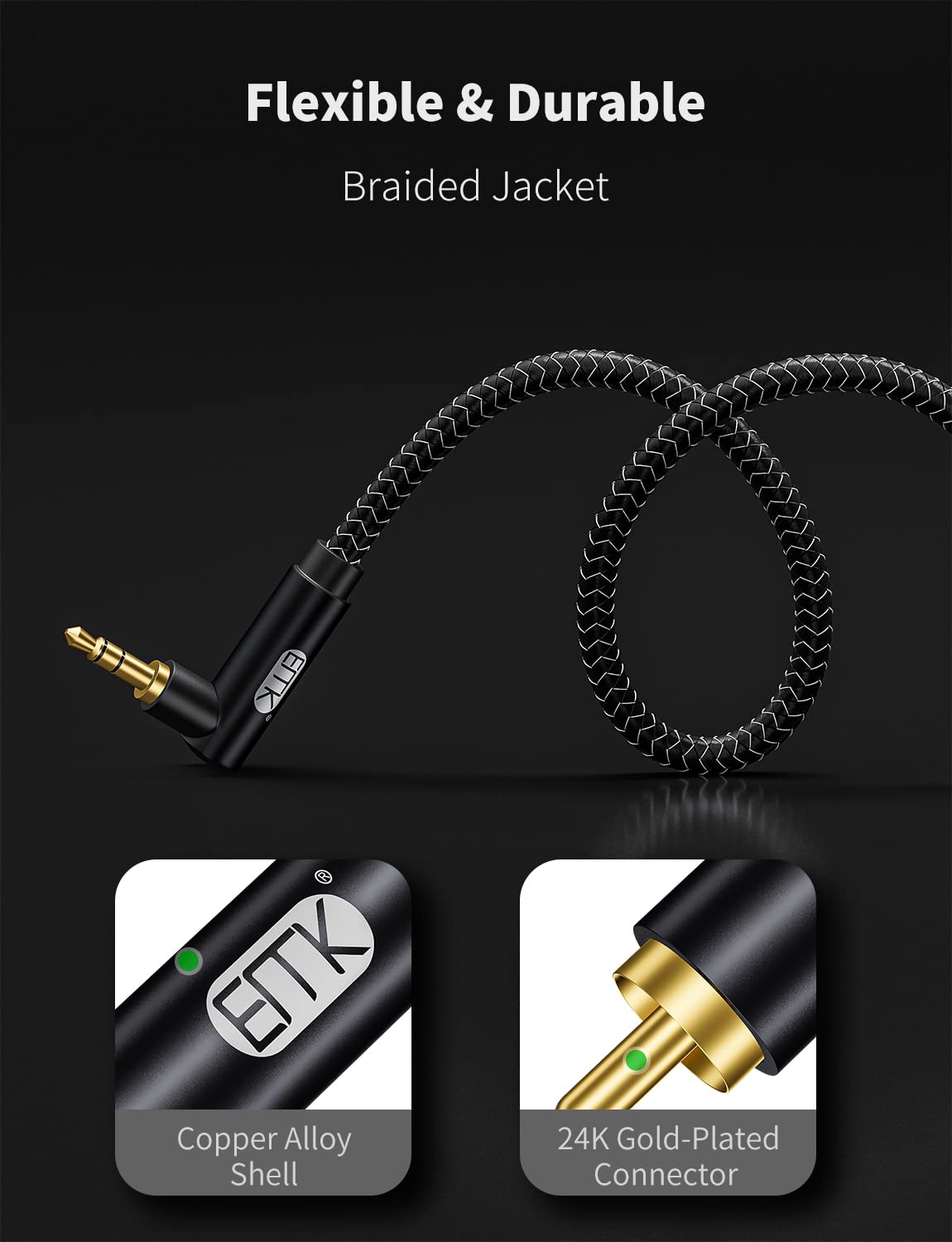 EMK double-braided nylon exterior resists tangles and wear during daily use.