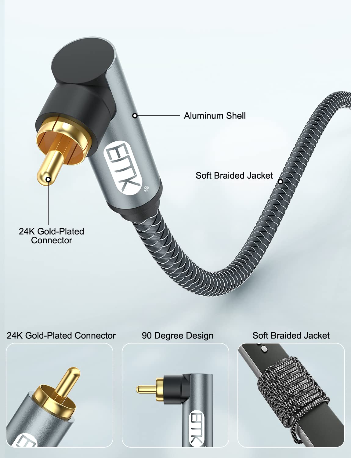 EMK dual-shielded cable cross-section showing reduced interference for clear audio