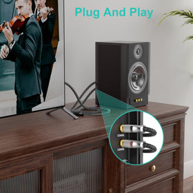 EMK in a home theater setup with RCA splitter cable