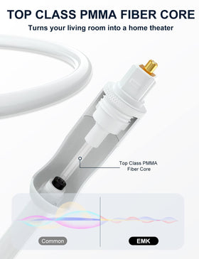 EMK kink-resistant white cable design reduces tangles during setup.