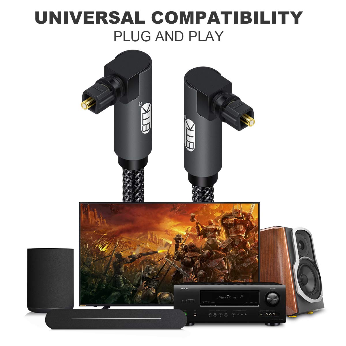 EMK home theater connection compatible with TVs, soundbars, and receivers
